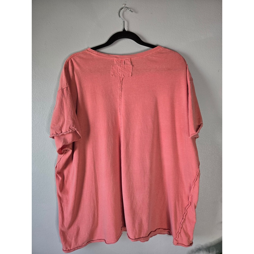 We The Free Nina Tee Coral Oversized Boxy Size Large Raw Hem - Picture 4 of 8
